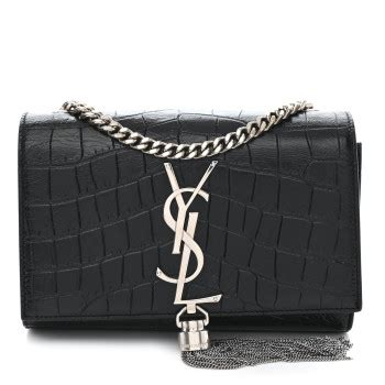 SAINT LAURENT Calfskin Crocodile Embossed Monogram Toy 